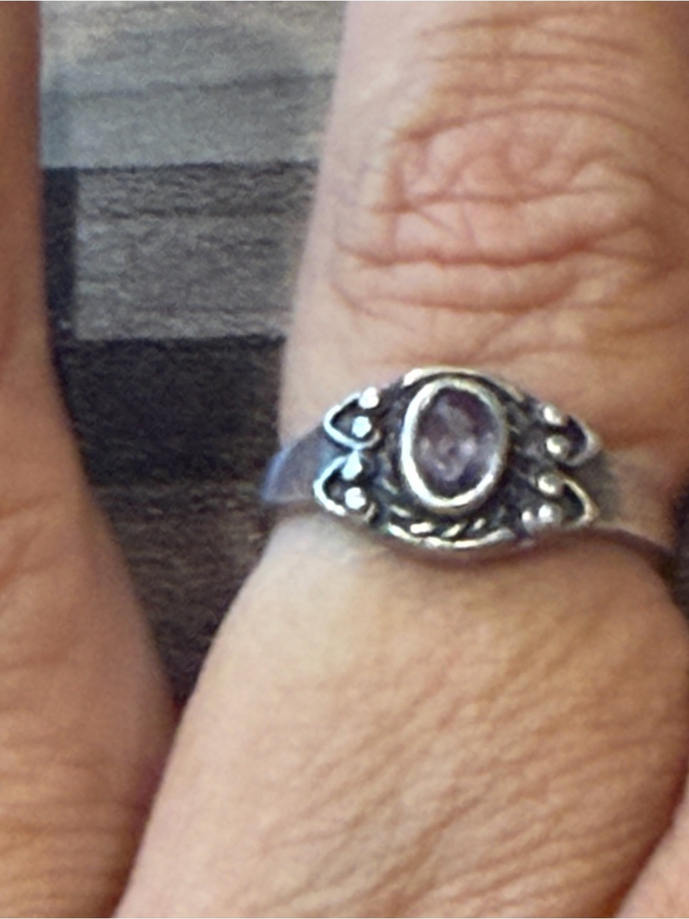 Vintage Sterling Silver Amethyst Size 5 Ring #374
